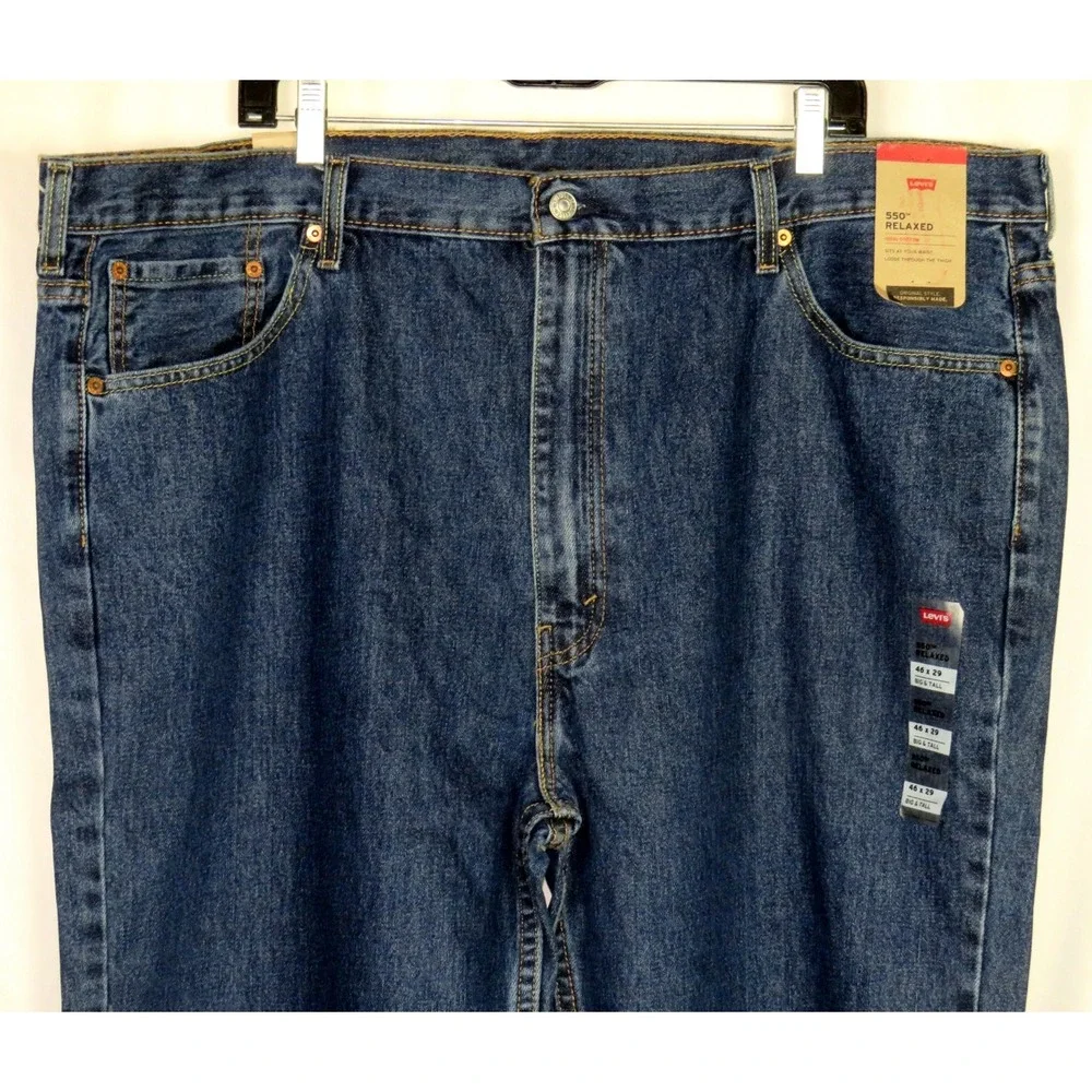 NEW! Levi's 550 Relaxed Fit 100% Cotton Medium Wash Jeans Men's‎ 46 X 29 NWT!